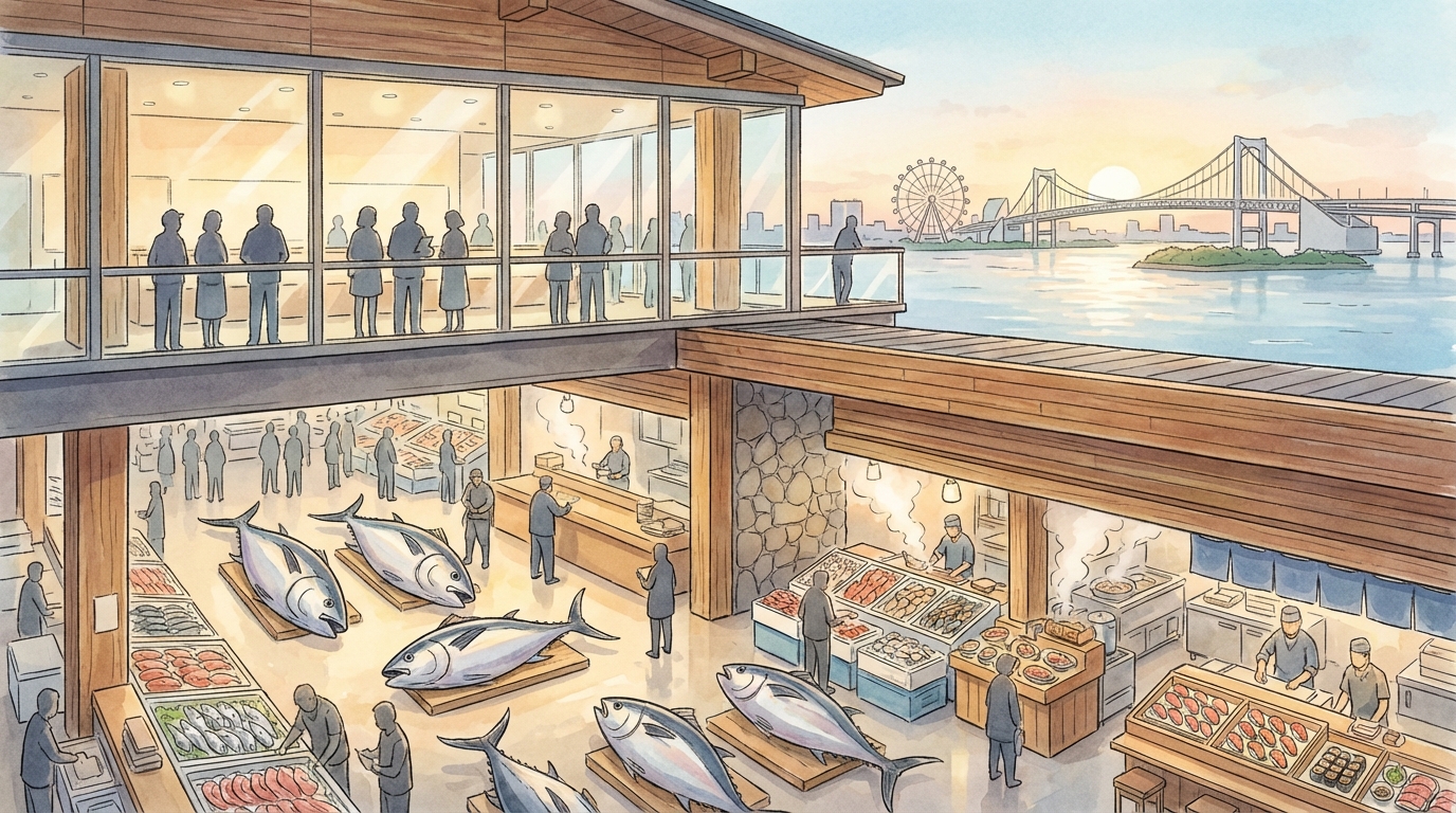 ตลาดปลาโทโยสุ (Toyosu Market) เที่ยวโตเกียวแบบสายกิน: วิธีไป เวลาเปิด-ปิด และจุดห้ามพลาด