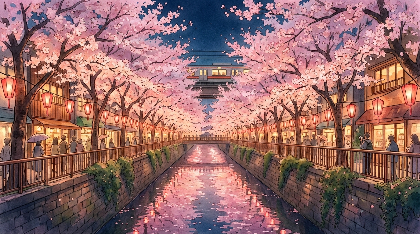 แม่น้ำเมกุโระในโตเกียว: สถานที่สุดโรแมนติกในย่านเมกุโระ-นากาเมกุโระสำหรับชมซากุระ