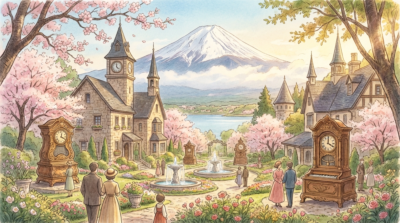 พิพิธภัณฑ์กล่องดนตรี คาวากุจิโกะ: สวนดนตรีที่งดงามพร้อมวิวภูเขาฟูจิสุดอลัง