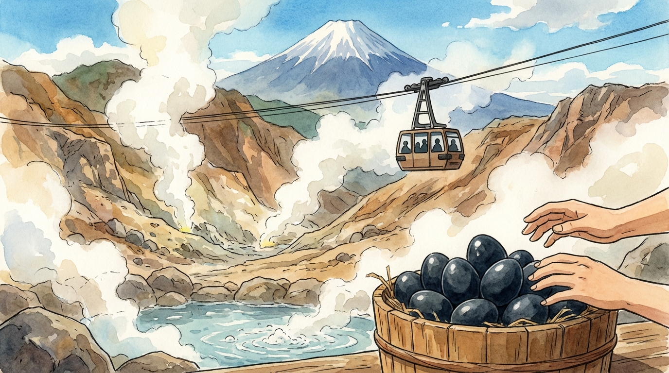 หุบเขาไข่ดำ (โอวาคุดานิ) ฮาโกเนะ: วิธีไป จุดถ่ายรูปสวย และเคล็ดลับชิมไข่ดำ