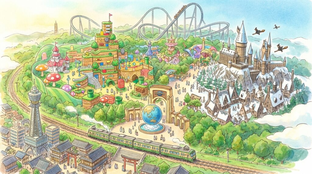 เที่ยว USJ (Universal Studios Japan) โอซาก้า 2026: วิธีไป ตั๋ว โซนไฮไลต์ และทริคเล่นให้คุ้มในวันเดียว