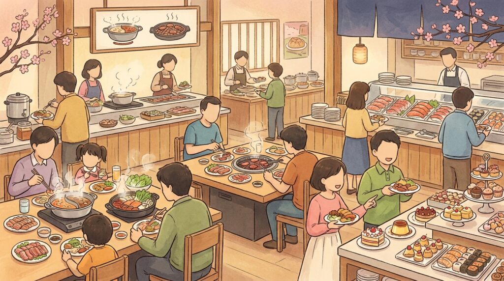 บุฟเฟต์ญี่ปุ่นคืออะไร? รวมวิธีกินให้คุ้ม มารยาท และร้านดังที่ต้องลองเมื่อไปญี่ปุ่น