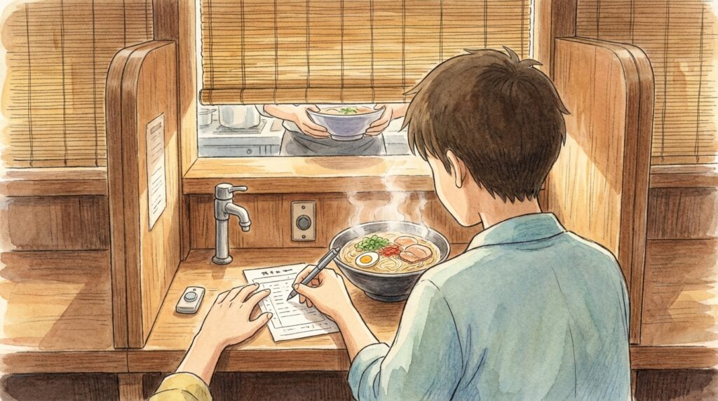 ราเมงข้อสอบ (อิจิรัน) คืออะไร? วิธีสั่งแบบ “สอบ” ให้ได้ชามที่ใช่ + เมนูแนะนำและสาขาที่ไปง่ายในญี่ปุ่น