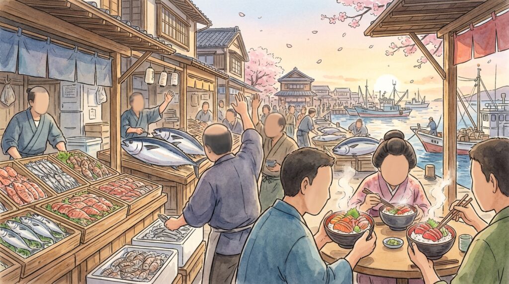 ตลาดปลาในญี่ปุ่น: แนะนำ 7 ตลาดดังที่ต้องไป กินซูชิสด ๆ และดูประมูลปลาแบบใกล้ชิด