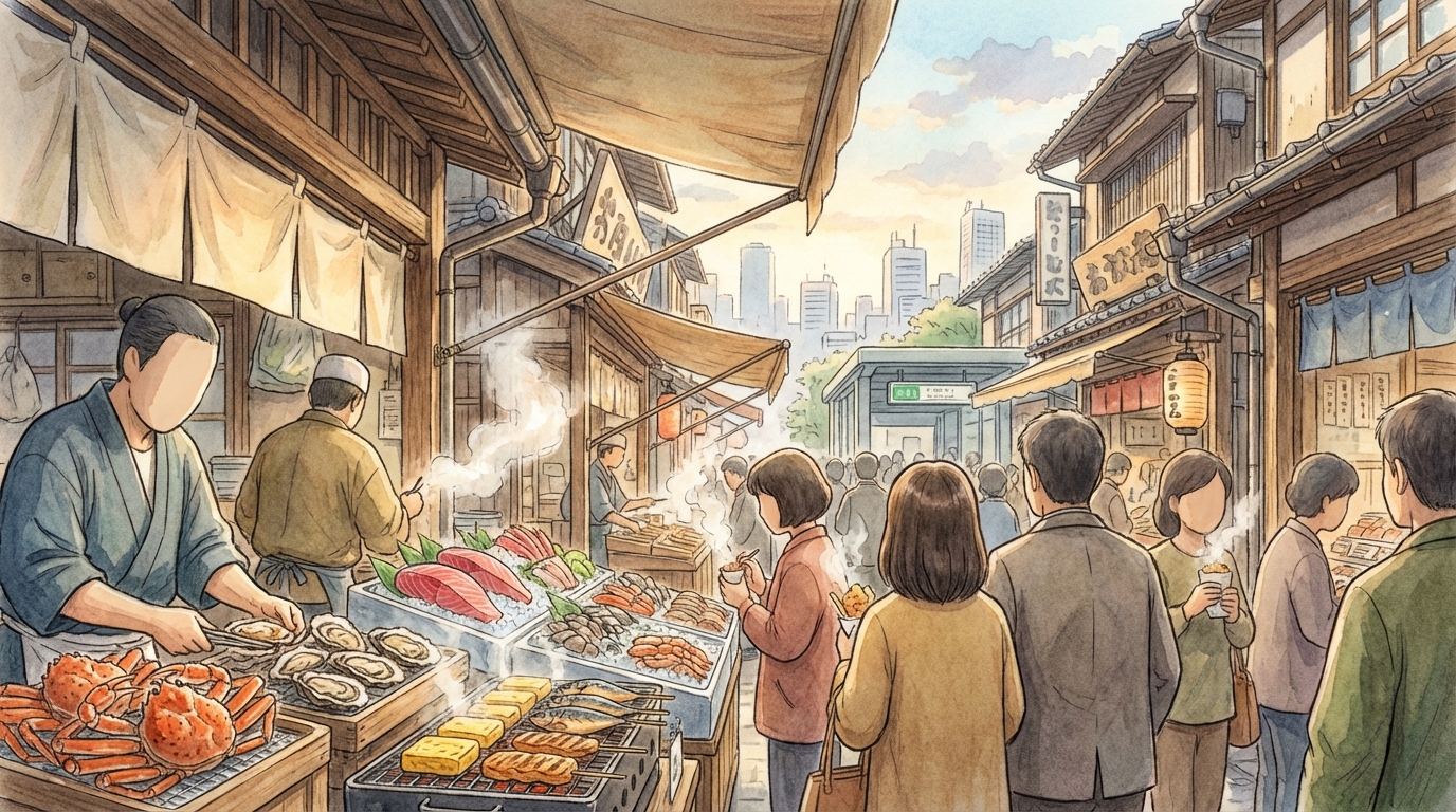 ตลาดปลาซึกิจิ (ตลาดนอกสึกิจิ) คืออะไร? ร้านอาหารทะเลวิธีไปและของอร่อยห้ามพลาดในโตเกียว