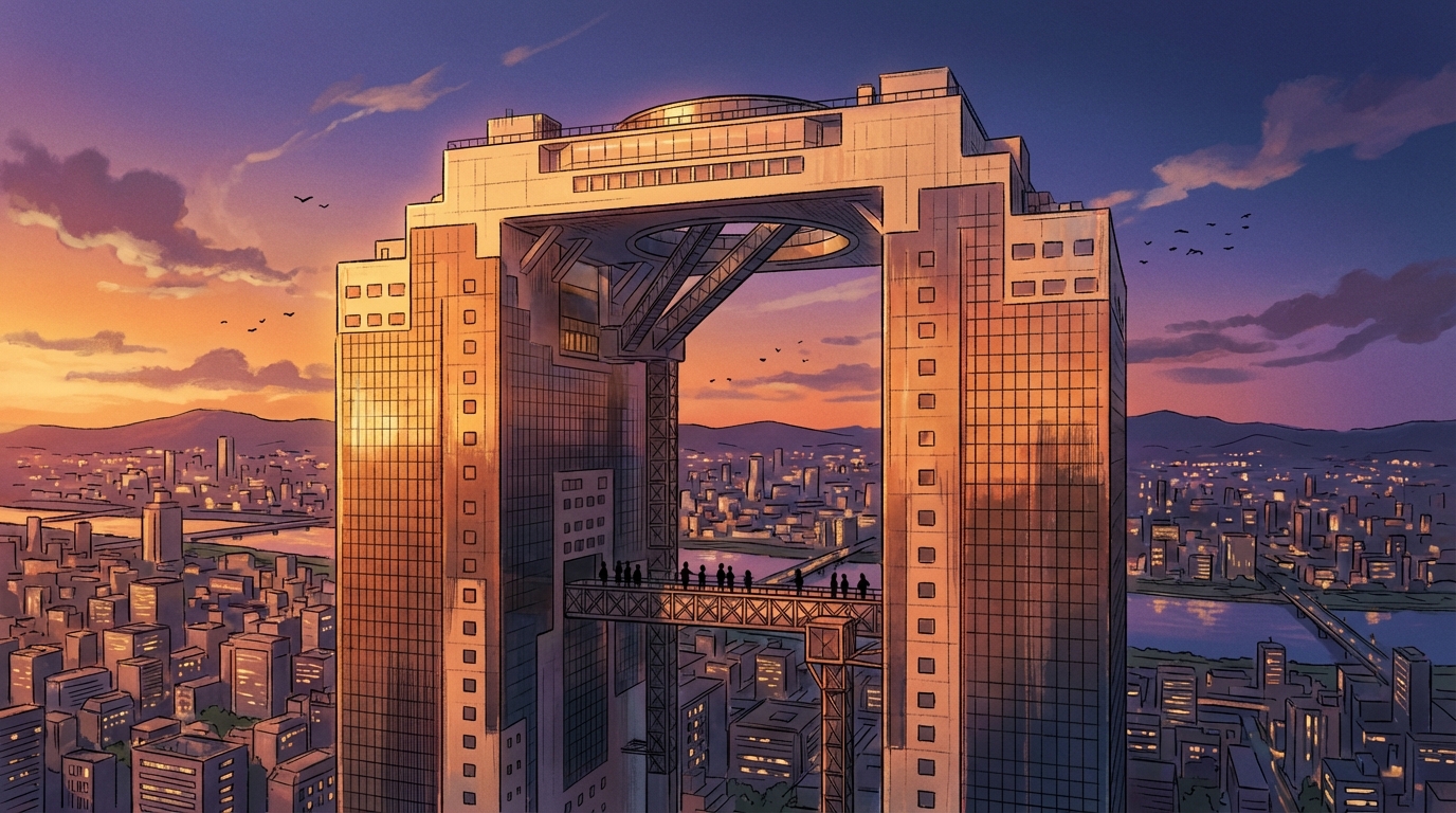 ตึกอุเมดะสกาย (Umeda Sky Building) โอซาก้า: จุดชมวิวลอยฟ้าสุดฮิต วิธีไป-ค่าเข้า-เวลาเปิด