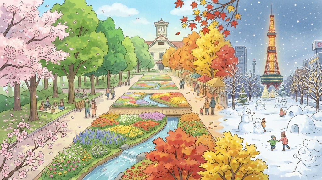 สวนโอโดริ (Odori Park) ซัปโปโร: ไฮไลต์ 4 ฤดู จุดถ่ายรูป และวิธีไปแบบง่ายๆ