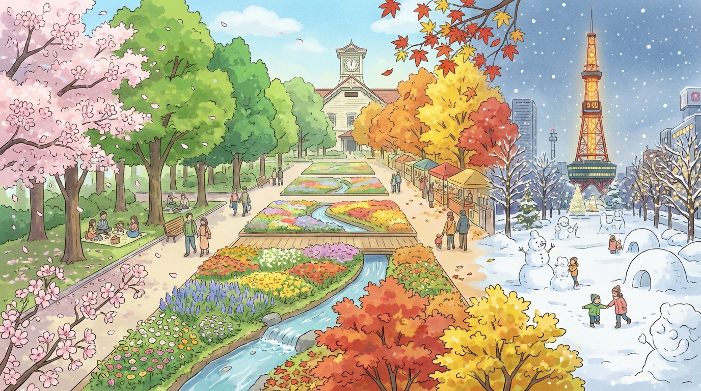 สวนโอโดริ (Odori Park) ซัปโปโร: ไฮไลต์ 4 ฤดู จุดถ่ายรูป และวิธีไปแบบง่ายๆ