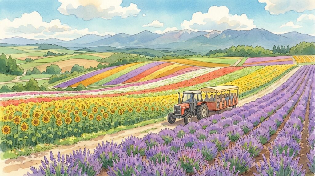 เนินแห่งสีสัน (Shikisai no Oka) ฮอกไกโด: ทุ่งดอกไม้หลากสีสุดปังที่บิเอะ เที่ยวเดือนไหนสวยสุด + วิธีไป