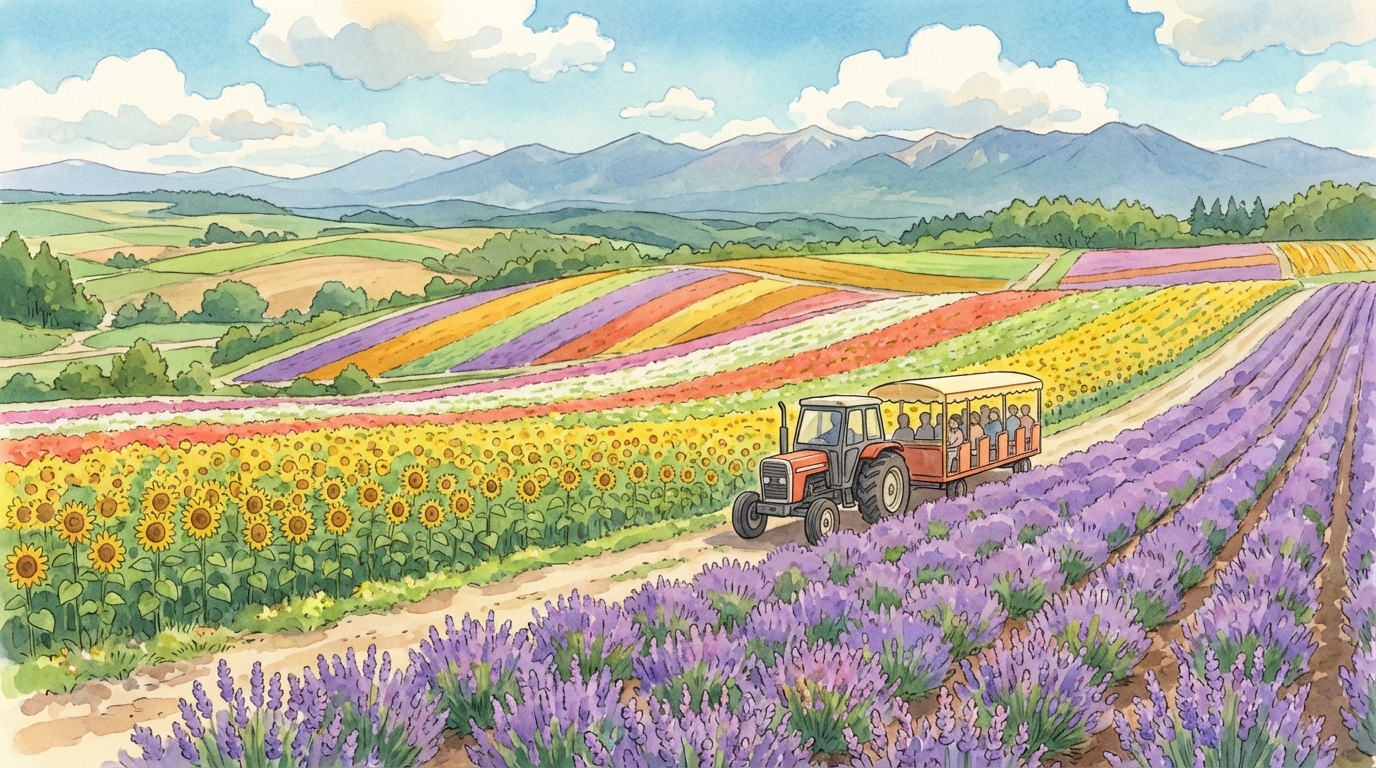 เนินแห่งสีสัน (Shikisai no Oka) ฮอกไกโด: ทุ่งดอกไม้หลากสีสุดปังที่บิเอะ เที่ยวเดือนไหนสวยสุด + วิธีไป