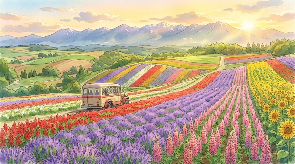 เนินแห่งสีสัน (四季彩の丘) ฮอกไกโด: จุดชมทุ่งดอกไม้สุดอลังการที่ต้องไป พร้อมช่วงเวลาที่สวยที่สุด